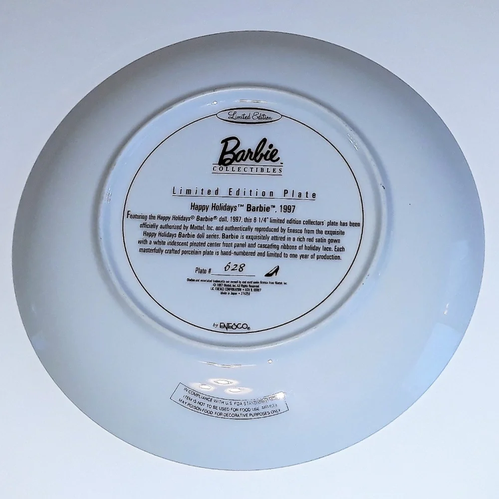Happy Holidays Barbie 1997 Ltd. Ed. Plate No. 628
